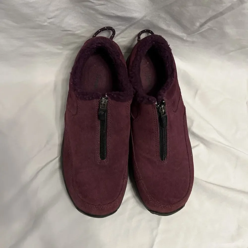 LL Bean Women's Maroon Size 7 Medium Comfort Mocs Slip On Shoe Zip